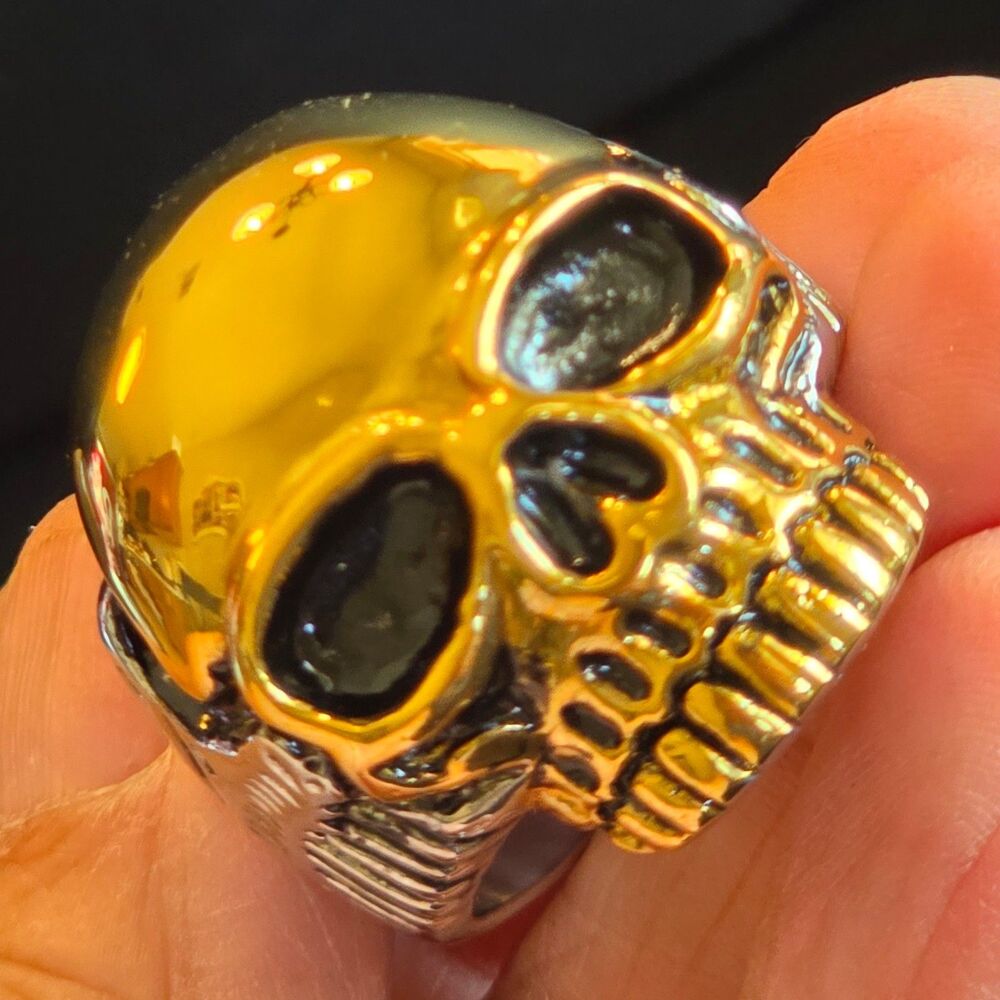 Skull Head Skeleton Biker Ring Size 11 Mens Stainless Steel Punk Rock Gothic
